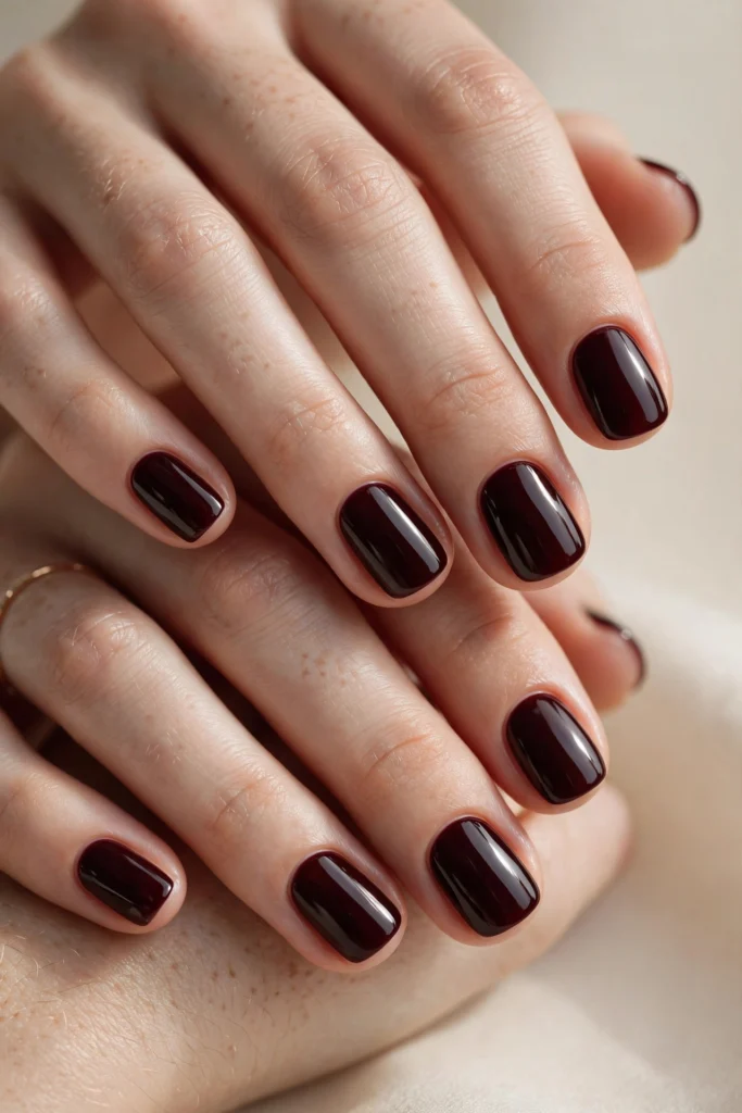 Deep black cherry burgundy Halloween nails