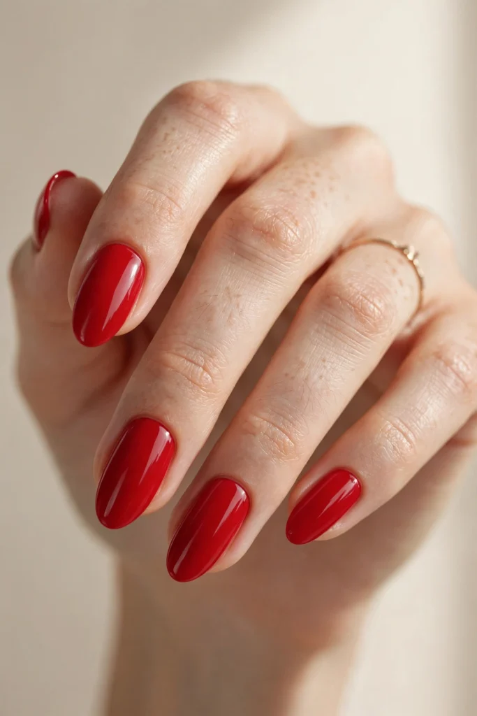 Classic candy apple red Halloween nails